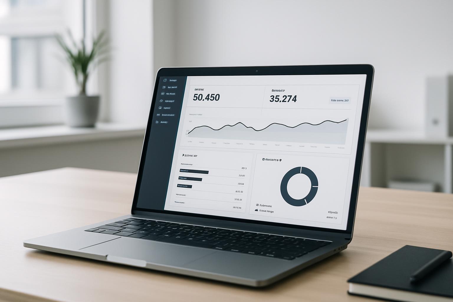 Ledgerly bogføringsdashboard på en bærbar computer