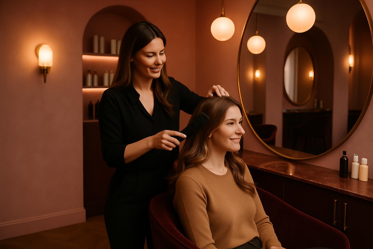 Interiør fra Salon Ida med varmt, luksuriøst lys